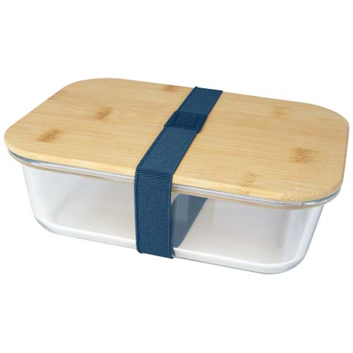 Boîte repas personnalisée en verre et bambou Roby Hale Blue